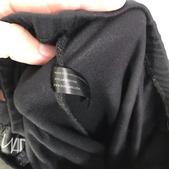 Widow Dolls Kill Pants Size XXL Flare Split Front Hem Goth Festival Grunge - Picture 11 of 11